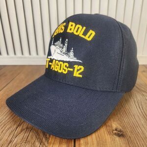 VTG USNS Bold T-AGOS-12 Navy Ship Snapback Hat Cap New England Cap Co USA Made